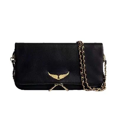 Women's Crossbody Bag, Black PU, Retro Single Shoulder Envelope Bag - 5