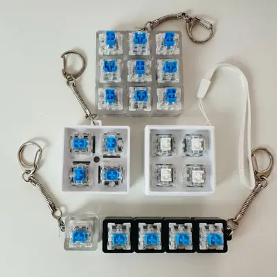 PC9键机械键盘减压按键指尖玩具解压钥匙扣试轴器LED灯透明底座 - 6
