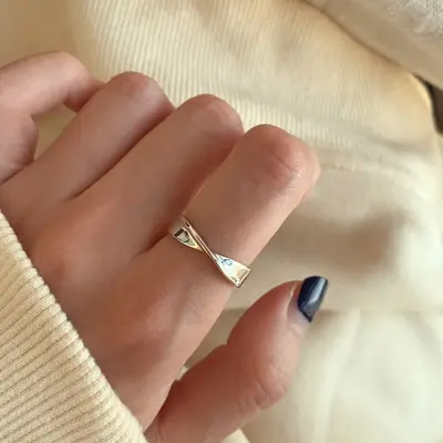 Kore tarzı niş tasarım 925 ayar gümüş minimalist kadın yüzüğü, solmayan vintage ağır işçilik yüzük takı toptan satış - 7
