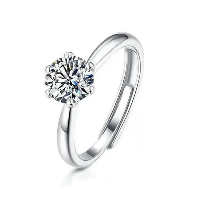 Sechszackiger Moissanit-Ring, Verlobung, Paarstil - 2
