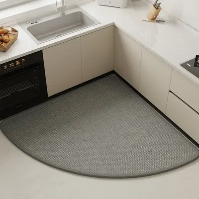 Woven Patterned Fan-Shaped Kitchen Mat, Water and Oil Absorbent, Non-Slip - 8
