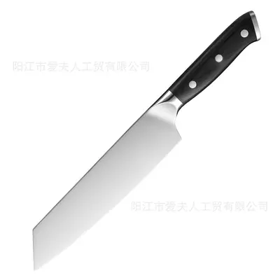 厂家批发跨境厨房厨师刀具套装黑彩木双钢头镜光三德刀西餐刀具 - 8