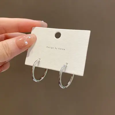 Gold circle earrings, minimalist design - 8