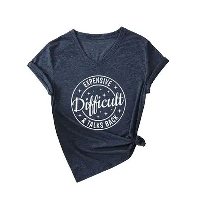 Women's Short-Sleeve V-Neck T-Shirt, Stylish Fashion Design