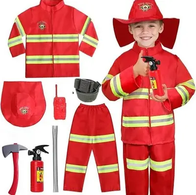 Children's Firefighter Costume, Role-Play Fire Brigade Training Set - 7