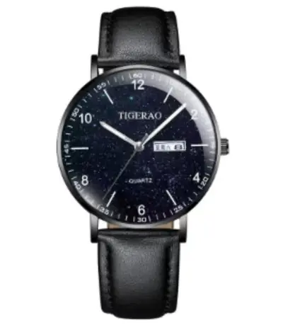 Neue Herrenarmbanduhr Business komfortable Quarzuhr wasserdicht glänzender Ledergeflecht Gürtel Modetrend Großhersteller ultraflach - 9