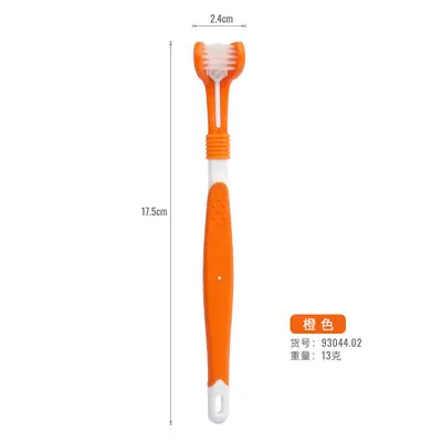 Pet toothbrush three-headed, soft bristle - 12