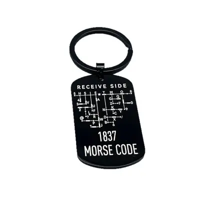 Edelstahl-Schlüsselanhänger mit Morsecode, Souvenir-Geschenk - 6