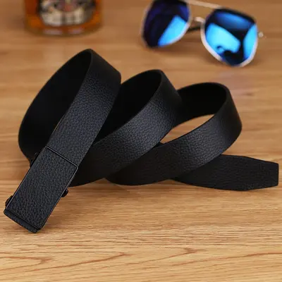 Men's Leather Belt New Style Genuine Cowhide Automatic Buckle Casual Trend Versatile Youth Men's Waist Belt Business Trouser Belt