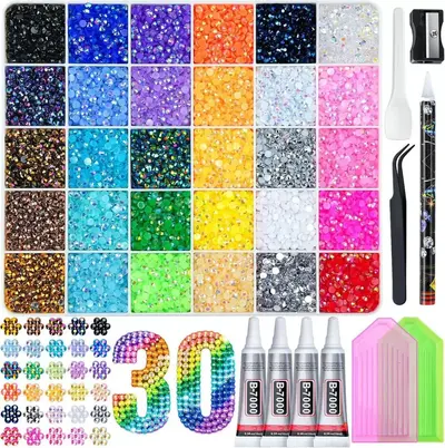 Nail Rhinestone Set 24-60 Colors, Large Capacity Resin AB Rhinestones - 12