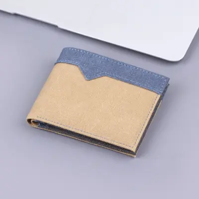 Herrenbrieftasche aus Segeltuch mit Kartenfächern, Herren-Geldbörse aus Jeansstoff - 9