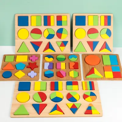 Holzspielzeug Großhandel Puzzles individualisiert Kinder 0-3 Bausteine stereo Puzzle multifunktionale geometrische Formen kognitives Holz