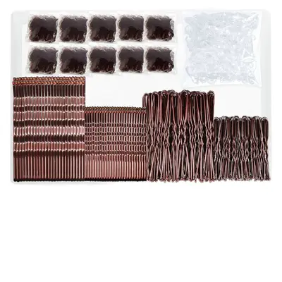 Saç aksesuarı toka ve tokalı topuz seti, renkli lastik tokalar, U şeklinde toka aksesuar toptan satış, kutulu lastik tokalı toka seti