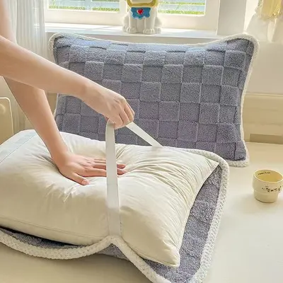 Mercan Polar Yastık Havlusu 2'li Set, Kış İçin Sıcak, Saç Yağı Korumalı, Kaymaz - 9