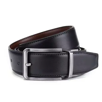 Foreign Trade Men's Genuine Leather Belt Business Pin Buckle Rotating Cowhide Waistband Cowhide Black Korean Style Men's Belt Stock Available