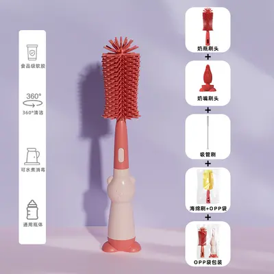 Sıvı Yumuşak Silikon Şişe Fırçası Üçü Bir Arada Çok Fonksiyonlu Temizleme Fırçası Bardak Temizleme Seti Meme Fırçası Üreticisi Toptan - 11