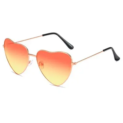 Heart-Shaped Retro Sunglasses, Metal Frame, Ocean Pattern Lenses, Party Glasses - 12