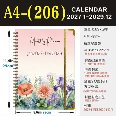 Planer-Spiralnotizbuch 2027-2029, Englisch, A5 - 12