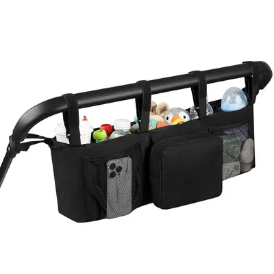 Baby Stroller Hanging Storage Bag with Mommy Pouch and Bottle Organiser - 10