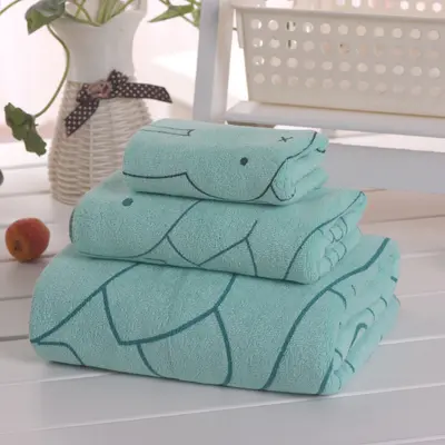 Bedruckte Badetuchgarnitur, 3-teilig, Unisex