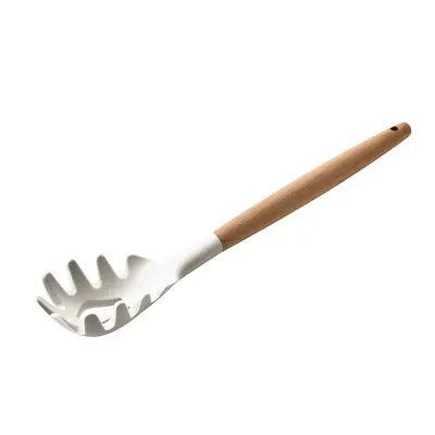 Mutfak yapışmaz tava ahşap saplı paslanmaz çelik silikon spatula, yüksek sıcaklığa dayanıklı, haşlanma önleyici, kaymaz, ev tipi gıda sınıfı silikon spatula ve kaşık. - 9