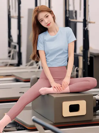 Kadınlar için Yoga giyim üstleri, yeni stil, güzel dopamin profesyonel Pilates eğitimi kısa kollu tişört spor spor kıyafeti - 9