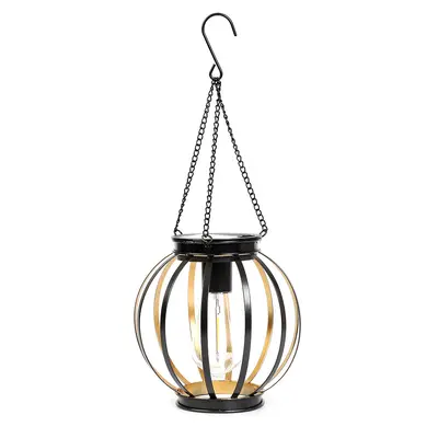 Solar Retro Iron Garden Lamp, Hollow Design, Night Light