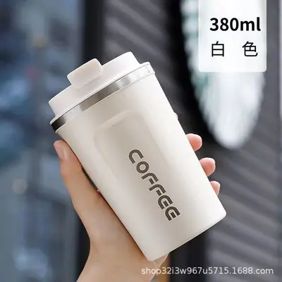 Cross-border stainless steel thermos cup, double-wall vacuum flip-top coffee mug, smart temperature indicator, high-end dual-car water cup - 8