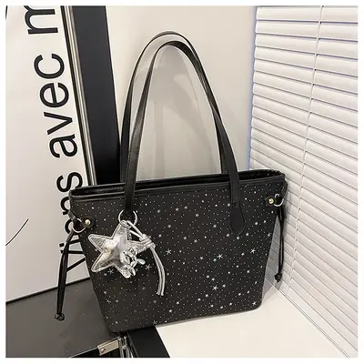 Korean Style Large-Capacity Women's Tote Bag with Star Design, Single Shoulder - 10