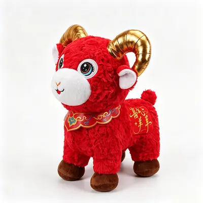 2027 Year of the Sheep Lucky Mascot Plush Lamb Doll Zodiac Sheep Plush Toy Annual Meeting Gift with Custom LOGO Printing Available