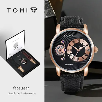 TOMI Face Gear Erkek Saati Kuvars Deri