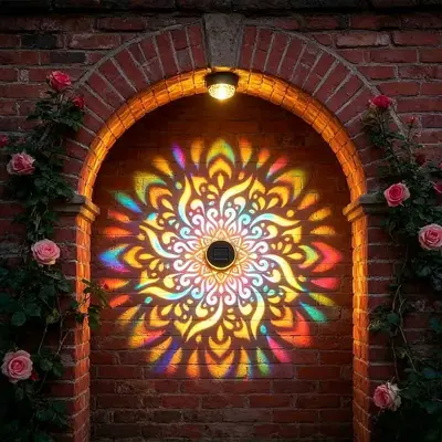 Solar Outdoor Wall Light with Mandala Sunflower Projection