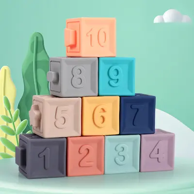 Kids Soft Rubber Stacking Blocks Set with Large Embossed Numbers