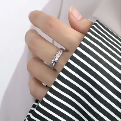 Cracked ice pattern double ring gold plated laser cut - 5