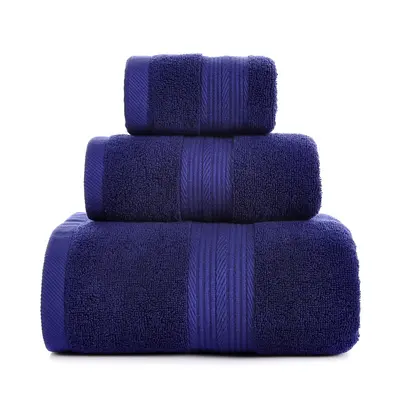 Bathroom towel set, three pieces, 100% cotton, thick and absorbent - 10