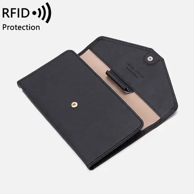 RFID pasaport cüzdanı, üç katlı, deri, seyahat için - 5