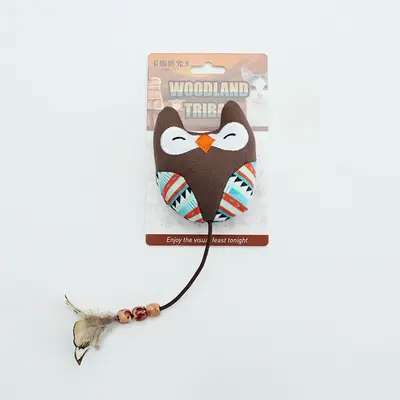 Self-Play Cat Toy Set with Plush and Feather Teaser Wand - 8