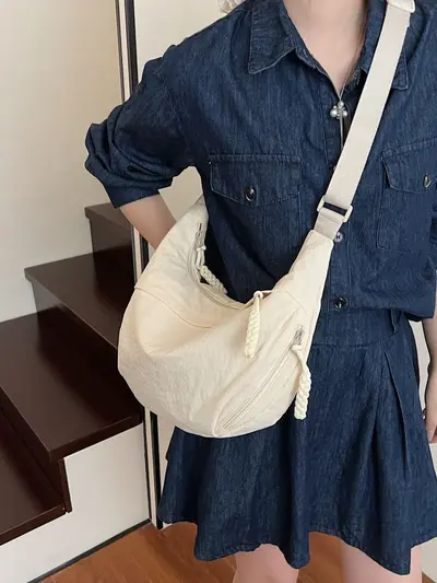 2026 Nylon Pleated Tote Crossbody Bag, Large Capacity Dumpling Bag - 5