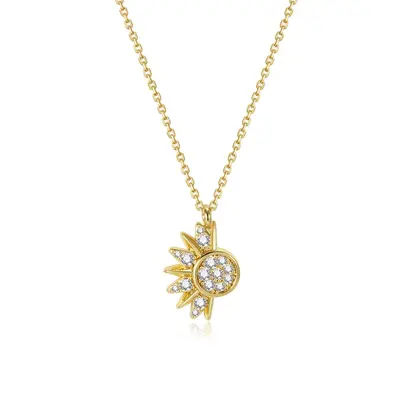 Moon and Sun Double Layered Collarbone Necklace - 11