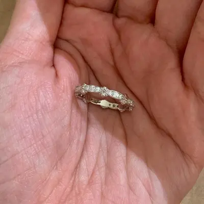 S925 Silber Iris-Strass-Ring, offen und verstellbar - 4