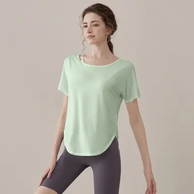 Women's yoga top, short sleeve, breathable, quick dry - 8