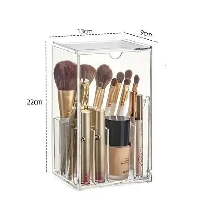 Acrylic cosmetic storage box, compartmented, dustproof