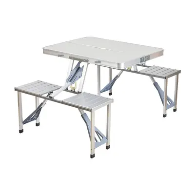 Foldable Aluminum Alloy Camping Table and 4 Chairs Set, Portable