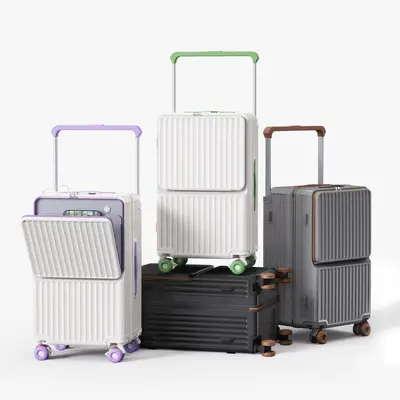Front-Opening Cabin Suitcase with Combination Lock, PC Shell