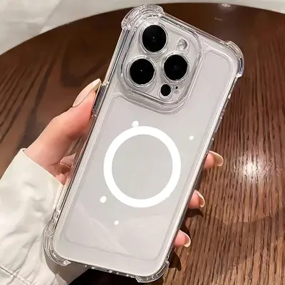 Magnetic Transparent Shockproof Air Cushion Case for iPhone 16 Pro Max