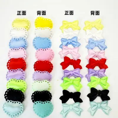 Light-colored satin heart bow hair clip, DIY handmade accessory