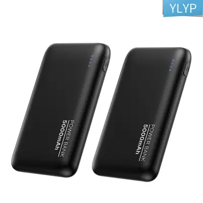 YLYP 2'li set ultra ince 5000mAh mini cep powerbank, taşınabilir şarj cihazı