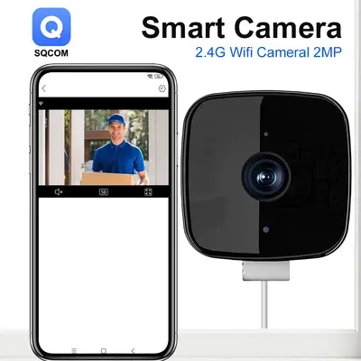 【跨境专供窗户防盗监控摄像头1080P高清夜视远程看护免打孔安装