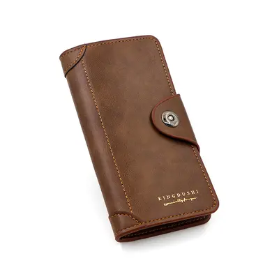Men's Long Wallet with Zipper Coin Compartment and Multiple Card Slots - 8