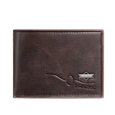 Ultra-Thin Short Men's Wallet with Banknote Compartment, Zipper and ID Card Holder, PU Lea - 6